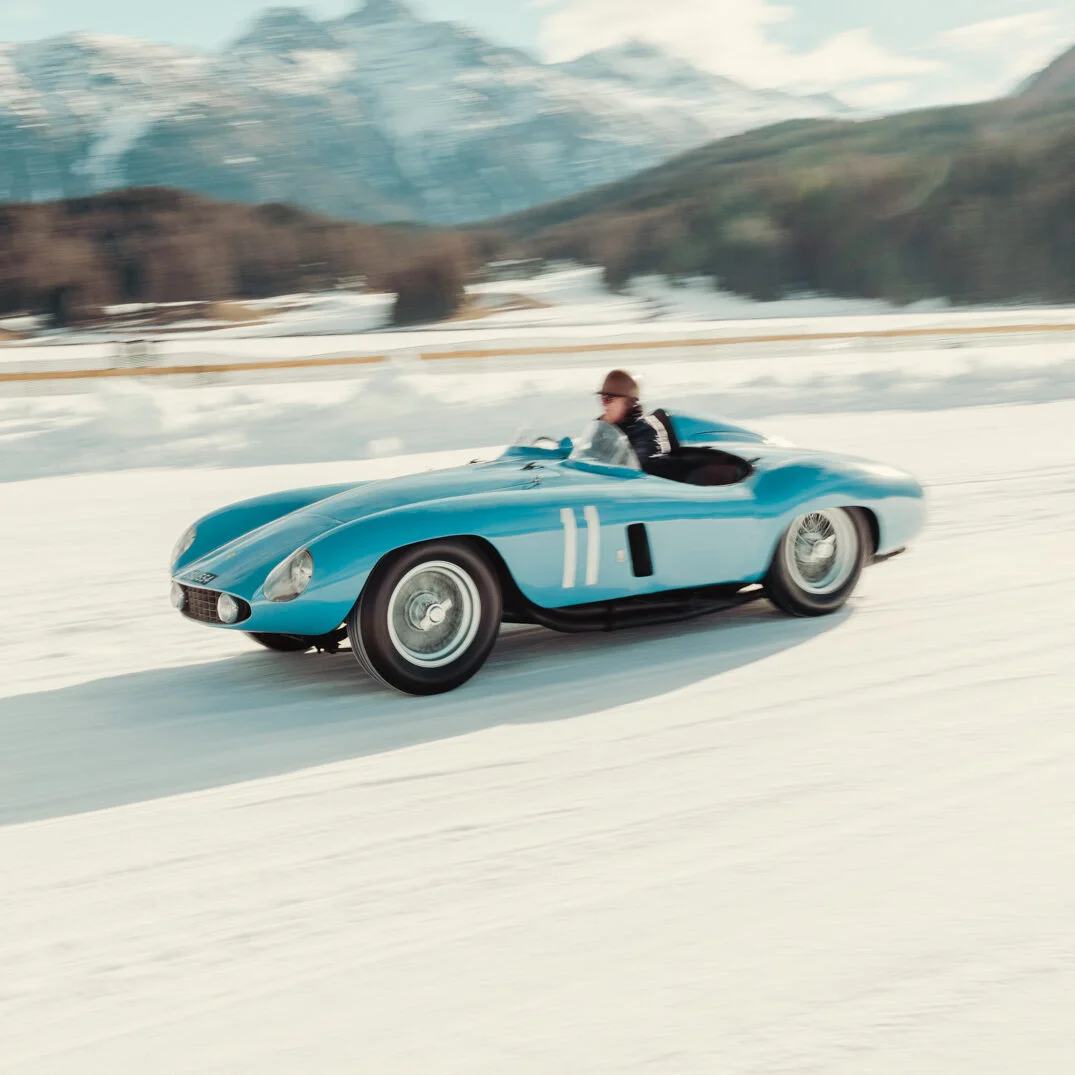 the ICE St.Moritz 2023 BARCHETTAS ON THE LAKE FERRARI 500 MONDIAL SERIES II