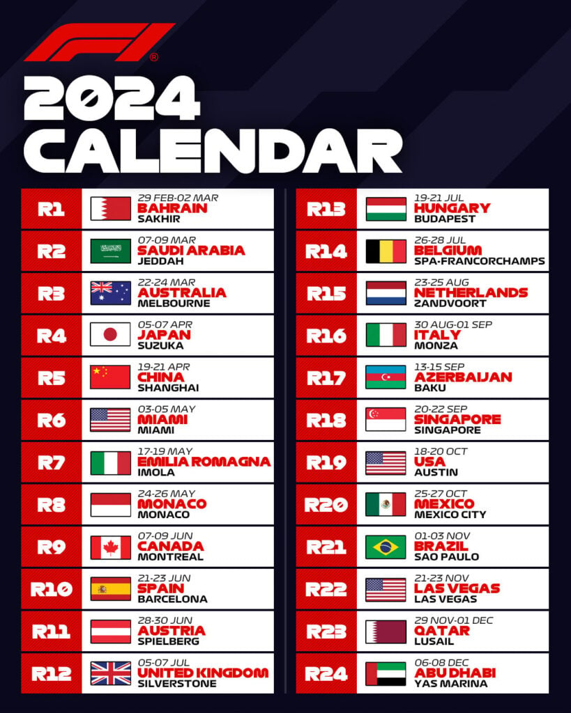 F1 2024 CALENDAR